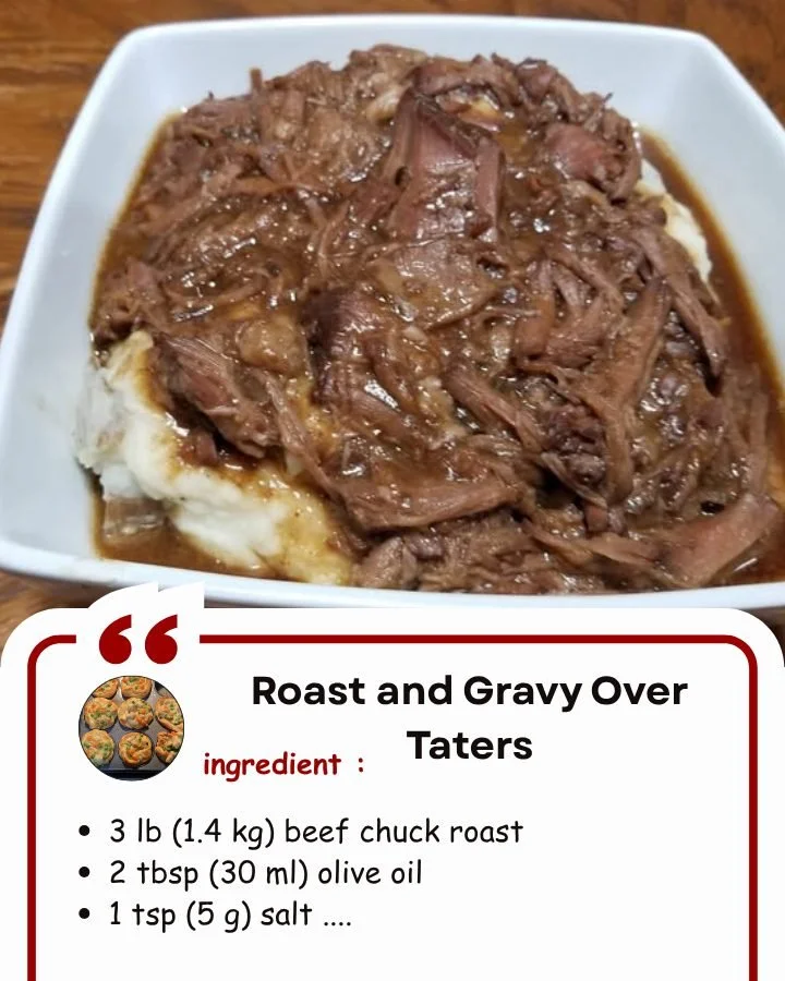 Delicious Roast and Gravy served over fluffy potatoes