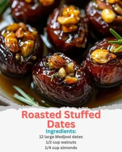 Plate of roasted stuffed dates with nuts and spices
