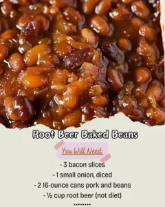 Delicious Root Beer Baked Beans served in a rustic bowl.
