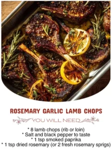 Delicious rosemary garlic lamb chops served with fresh herbs