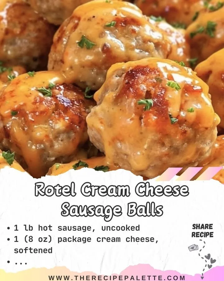 Delicious Rotel Cream Cheese Sausage Balls served on a platter.