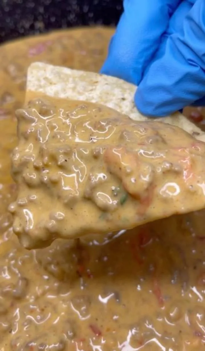 Cheesy Rotel Nachos with ground beef and fresh toppings