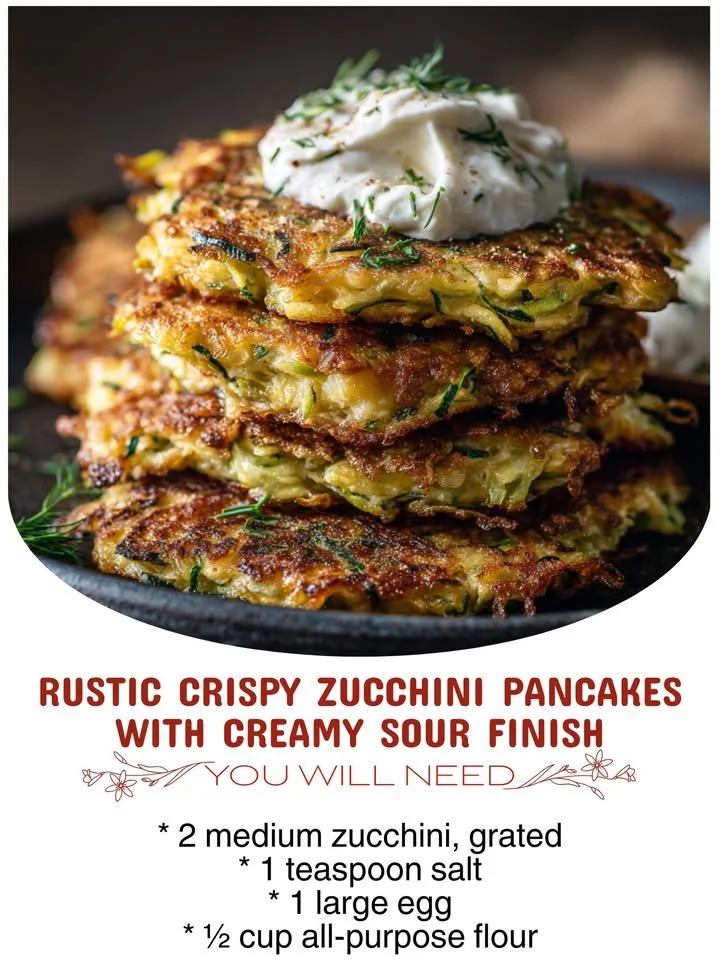 Rustic Crispy Zucchini Pancakes with Creamy Sour Finish
