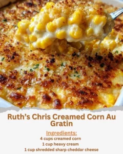 Delicious Ruth's Chris creamed corn au gratin dish served warm