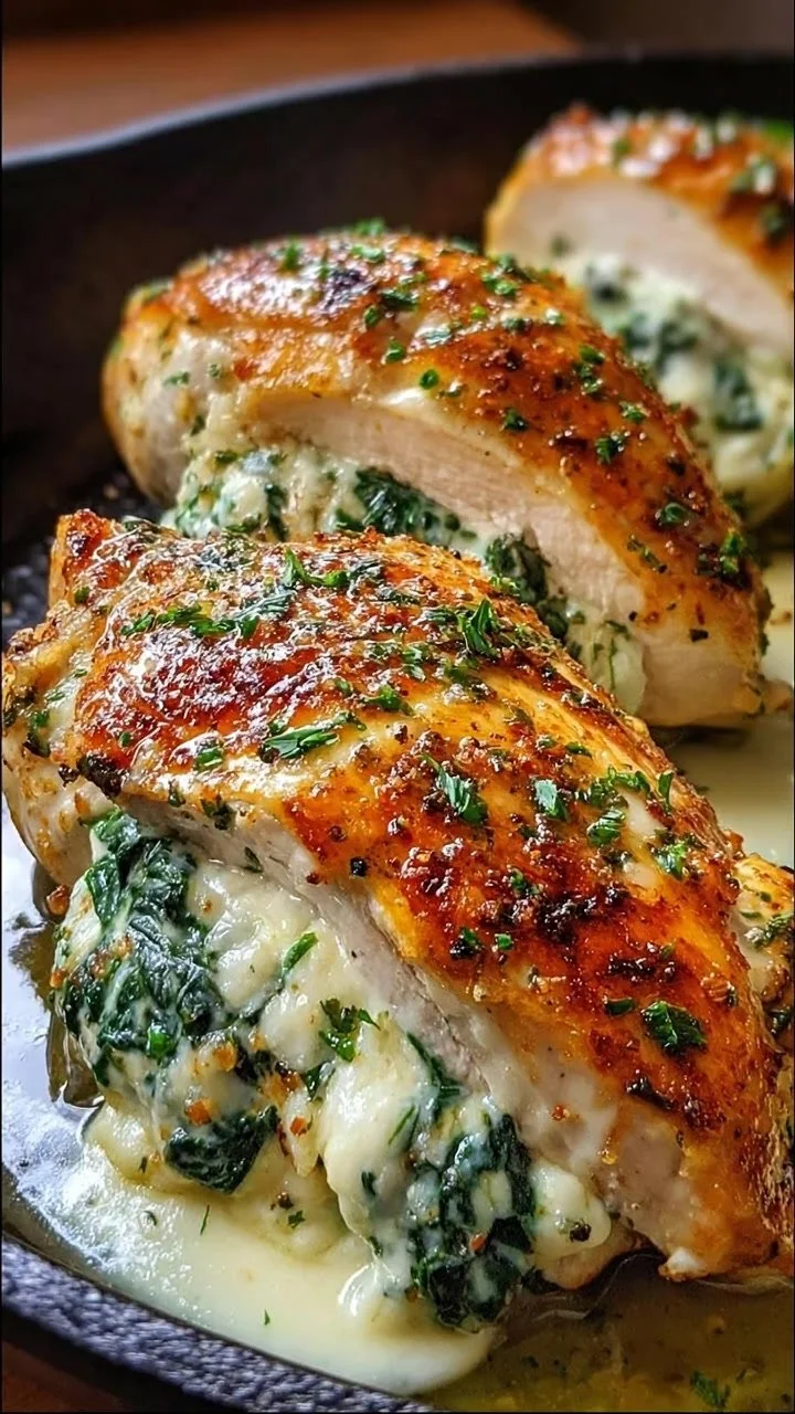 Delicious copycat recipe for Ruth's Chris stuffed chicken, cooked to perfection.