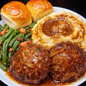 Delicious Salisbury Steak served with savory gravy on a plate