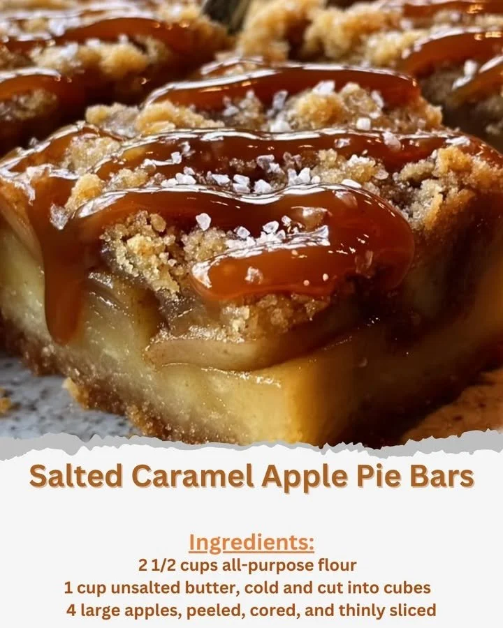 Salted Caramel Apple Pie Bars ready to serve, showcasing the delicious caramel topping.