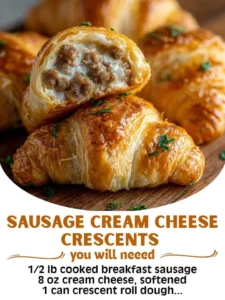 Delicious sausage cream cheese crescents ready to be served as a tasty appetizer