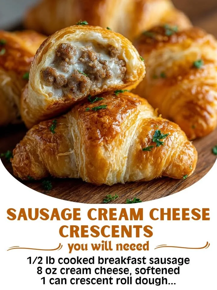 Delicious sausage cream cheese crescents ready to be served as a tasty appetizer