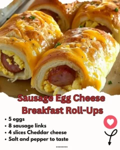 Sausage egg and cheese breakfast roll ups served on a plate