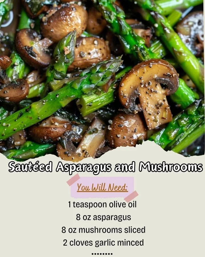 Delicious sautéed asparagus and mushrooms cooked to perfection