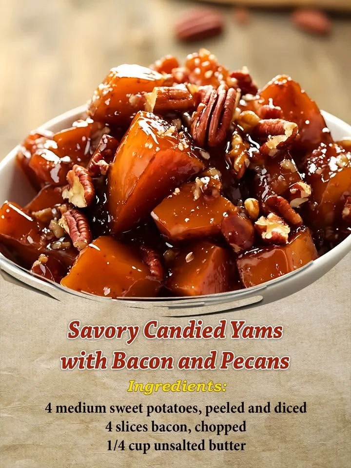 Savory Candied Yams with Bacon and Pecans