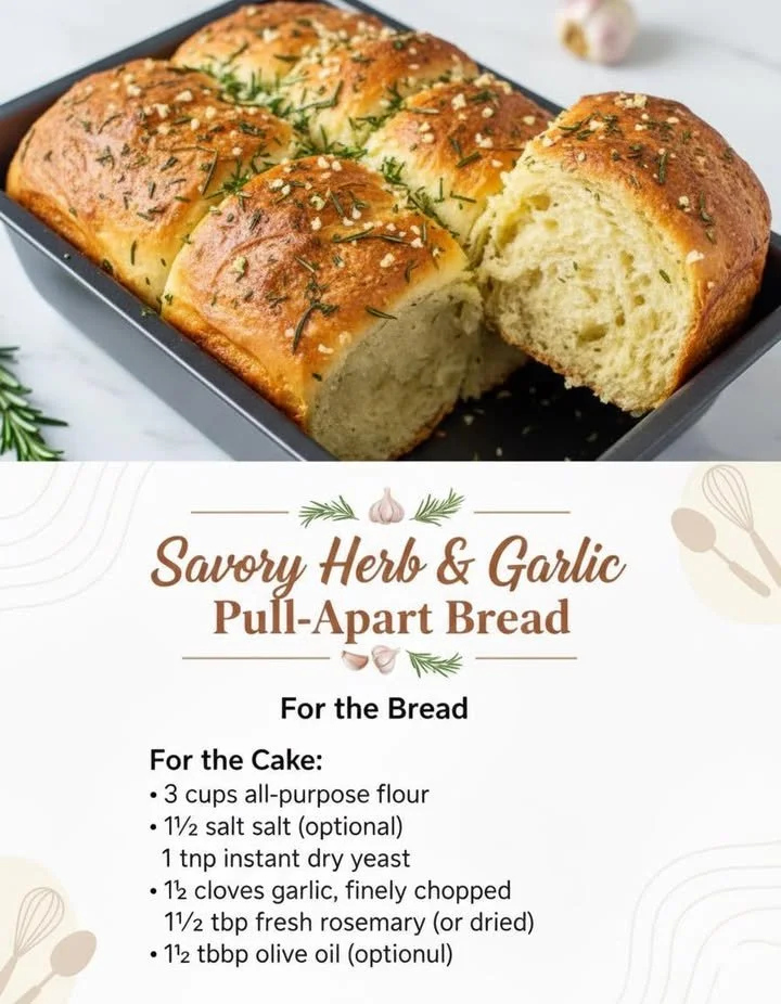 Freshly baked savory herb and garlic bread ready to serve
