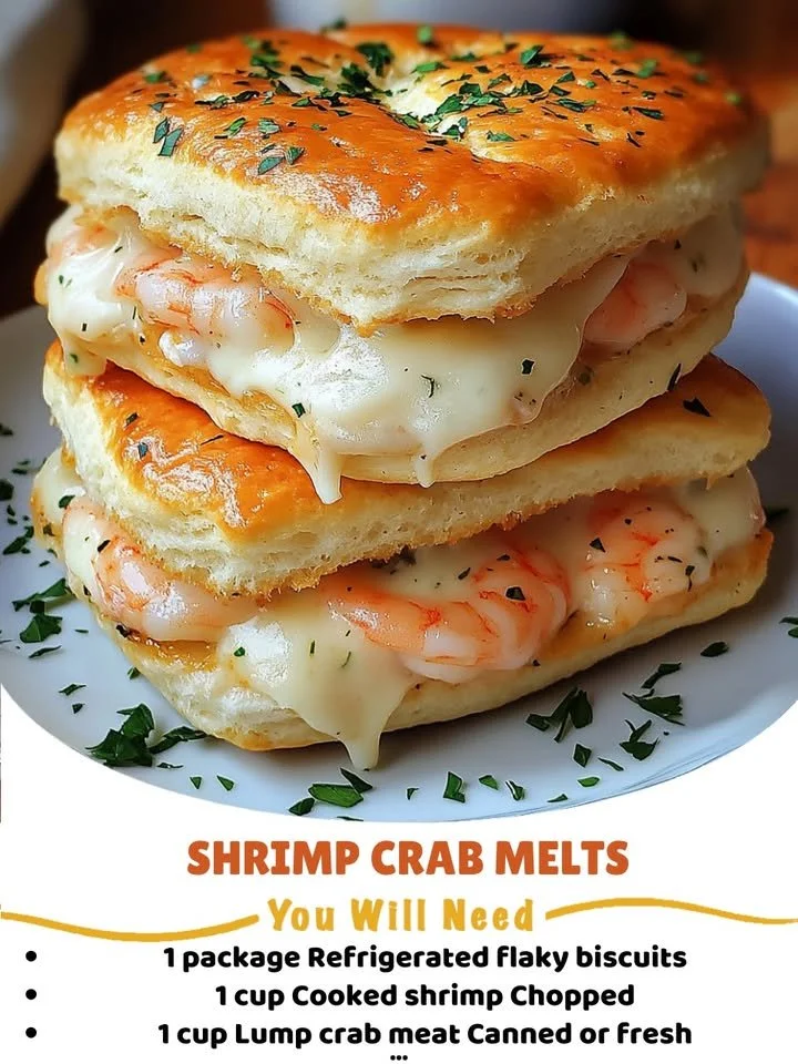 Savory shrimp crab biscuit melts served with dipping sauce