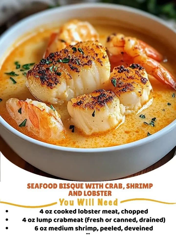 Seafood Bisque with Crab, Shrimp, and Lobster