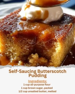 Delicious self-saucing butterscotch pudding served in a bowl