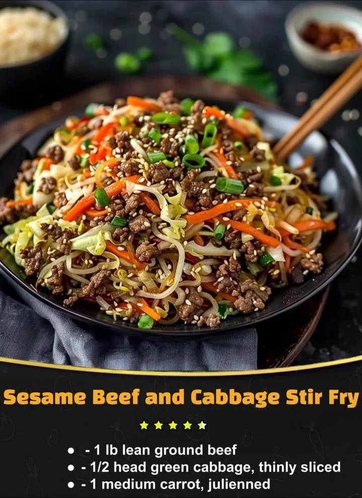 Sesame Beef and Cabbage Stir Fry