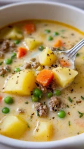Delicious Shepherd's Pie Soup with hearty ingredients and savory flavors.