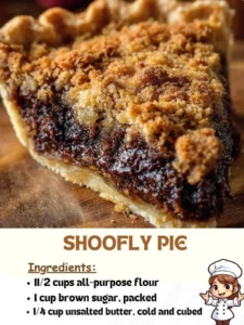 Delicious Shoofly Pie served on a rustic plate with a fork