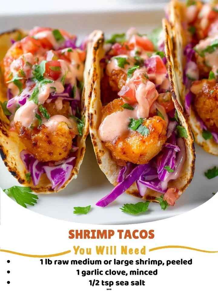 Shrimp tacos platter featuring vibrant toppings and fresh ingredients