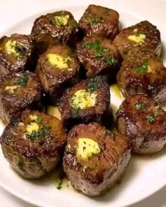 Delicious simple steak bites cooked in garlic butter