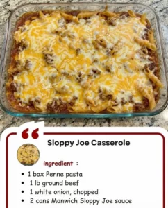 Delicious Sloppy Joe Casserole served in a colorful dish
