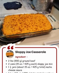 Hearty Sloppy Joe Casserole garnished and ready to serve