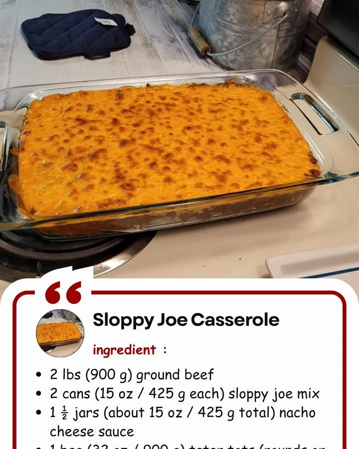 Hearty Sloppy Joe Casserole garnished and ready to serve