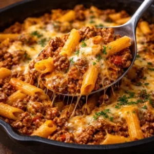 Delicious Sloppy Joe Casserole served in a baking dish