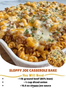 Delicious Sloppy Joe Casserole Bake served in a dish