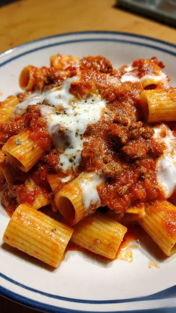 Slow Cooker Beef Ragu served over pasta