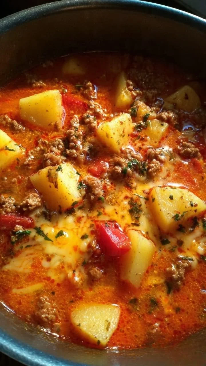 Bowl of Slow Cooker Cheesy Taco Soup garnished with cheese and cilantro