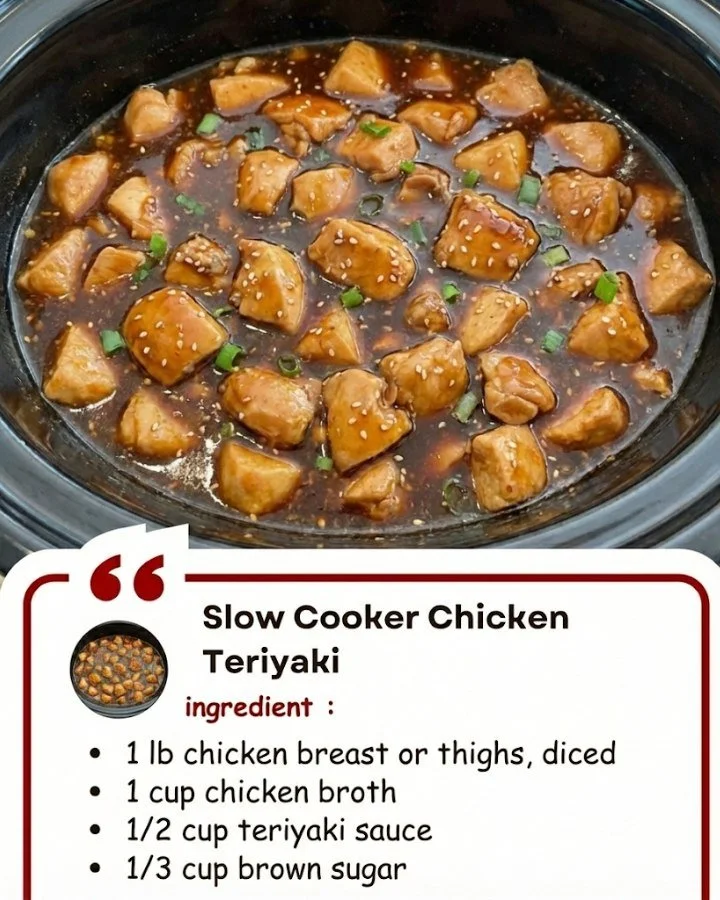 Slow Cooker Chicken Teriyaki served with rice and vegetables