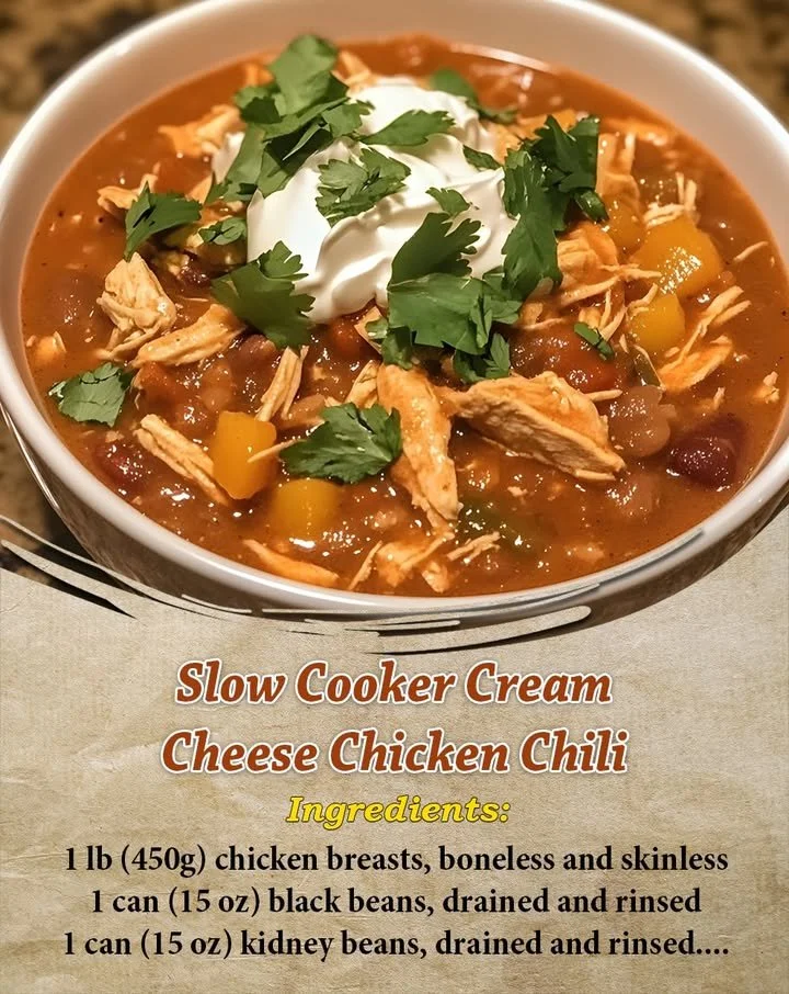 Slow Cooker Cream Cheese Chicken Chili