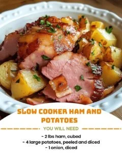 Slow Cooker Ham and Potatoes