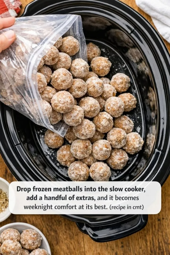 Delicious slow cooker meatballs served in a rich sauce with herbs.