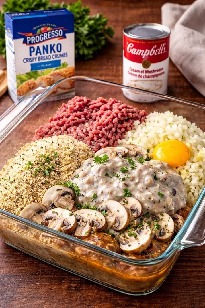 Delicious Slow Cooker Salisbury Steak Meatballs served on a plate