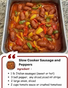 Delicious slow cooker sausage and peppers dish served in a bowl