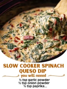 Slow Cooker Spinach Queso Dip served in a bowl with tortilla chips