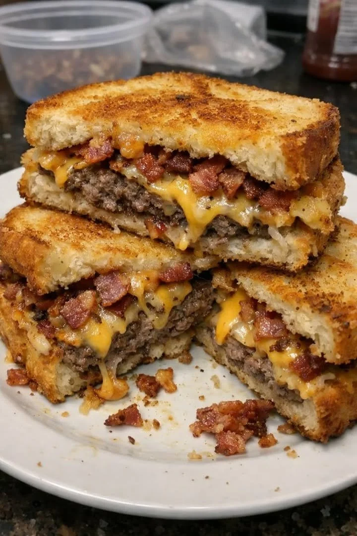 Smoked bacon ranch cheeseburger stuffed in crispy Texas toast