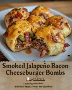 Smoked Jalapeño Bacon Cheeseburger Bombs on a wooden platter