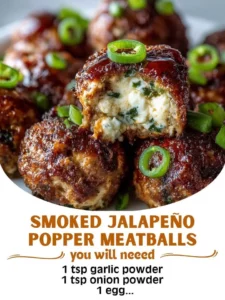 Smoked jalapeño popper meatballs served as a delicious appetizer