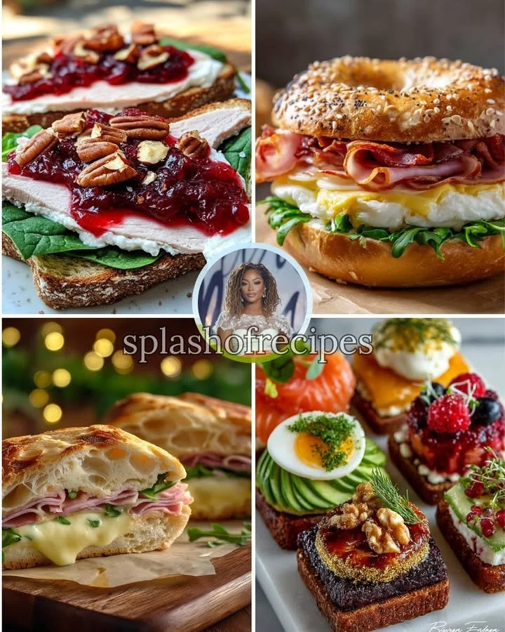 Smoked Turkey and Cranberry Cream Cheese Toast on a rustic wooden table