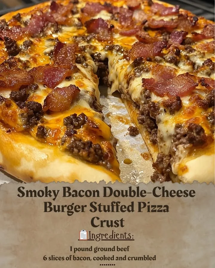 Smoky Bacon Double Cheese Burger Stuffed Pizza Crust dish