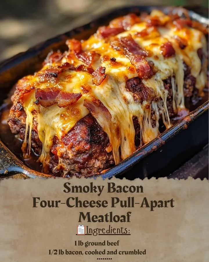 Smoky Bacon Four-Cheese Pull-Apart Meatloaf