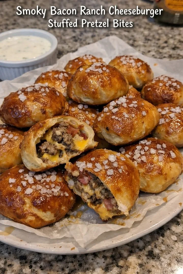 Smoky Bacon Ranch Cheeseburger Stuffed Pretzel Bites