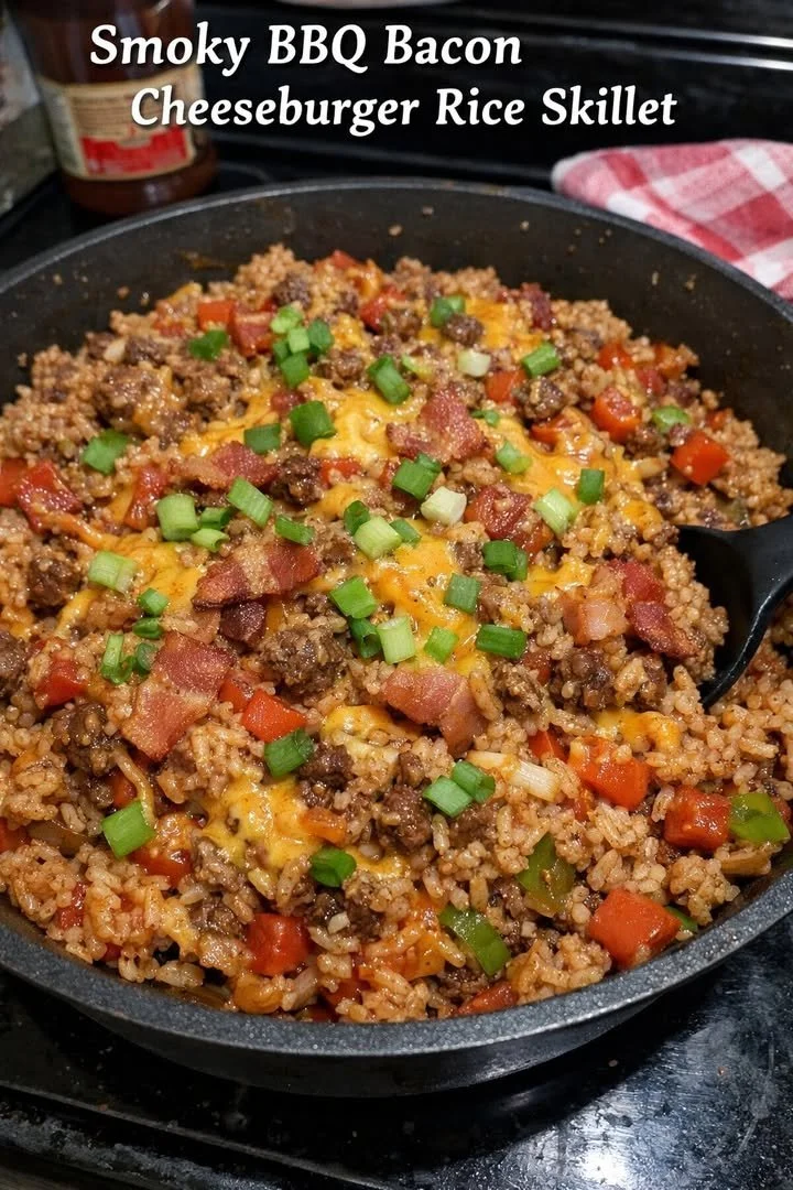Smoky BBQ Bacon Cheeseburger Rice Skillet