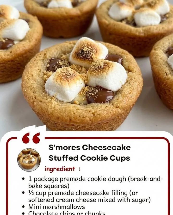 S'mores Cheesecake Stuffed Cookie Cups