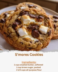 Delicious S'mores Cookies topped with chocolate and marshmallows
