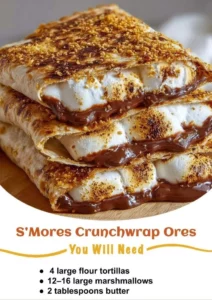 Delicious S'Mores Crunchwraps filled with chocolate and marshmallows
